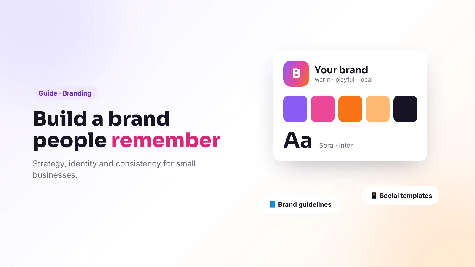 A brand board with logo, colours and type