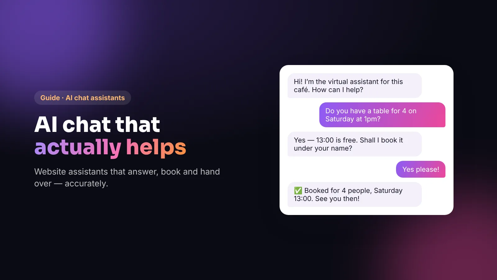 A website chat assistant answering a customer