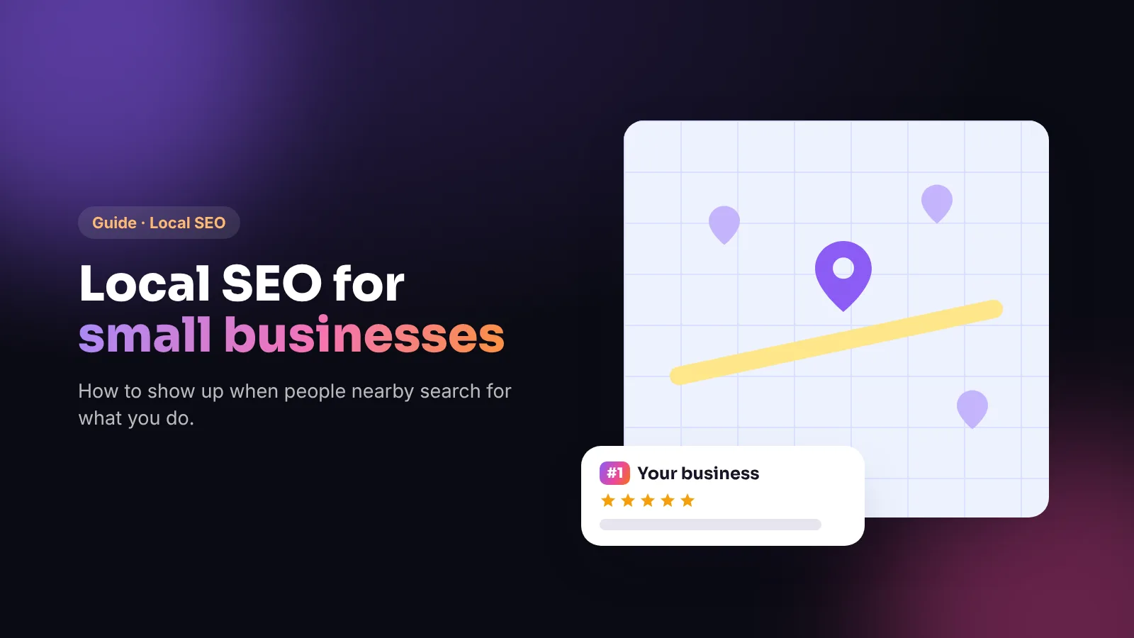 A map with a highlighted pin and a top-ranked business card
