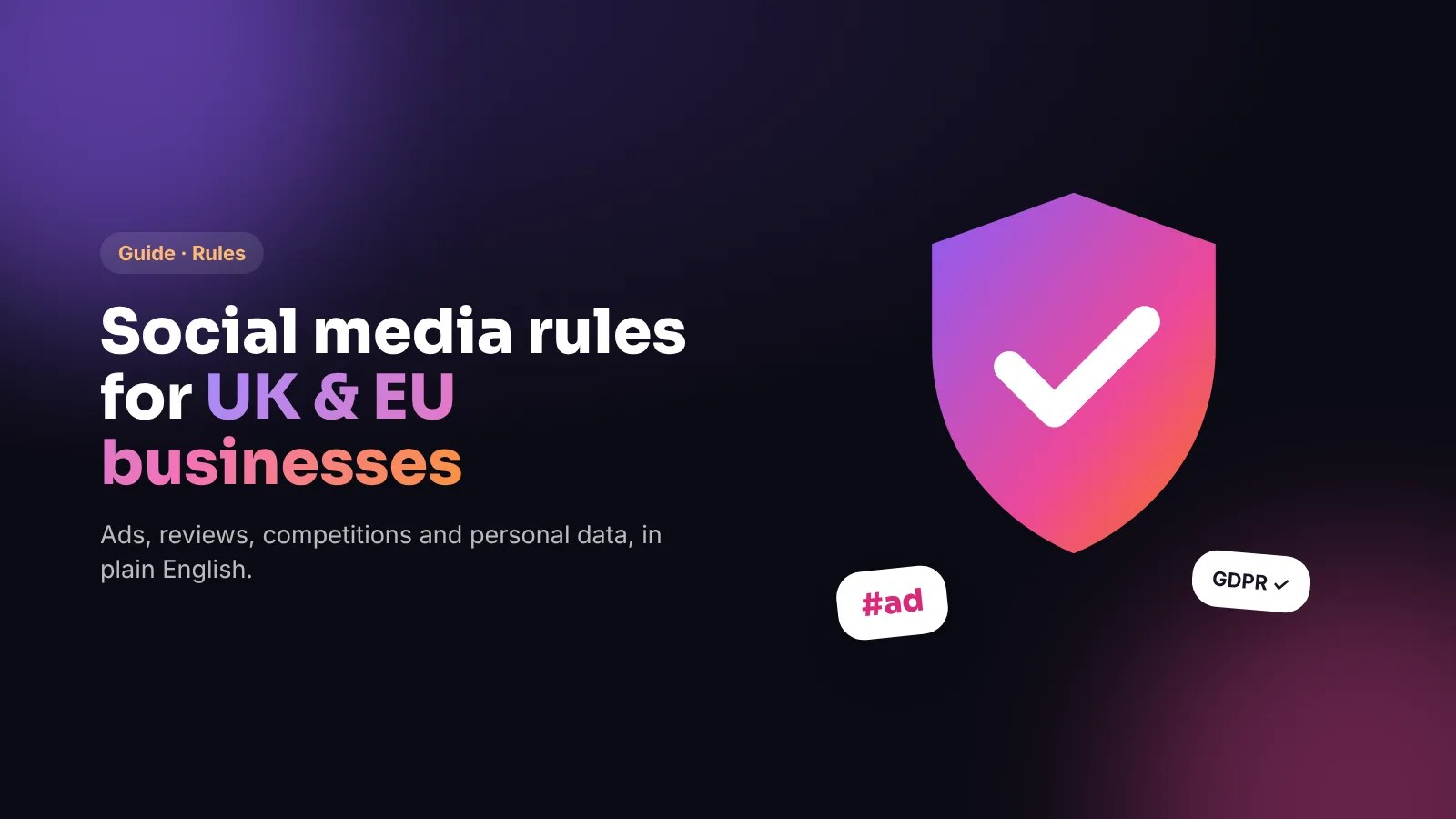 A shield with a tick, an #ad label and a GDPR badge