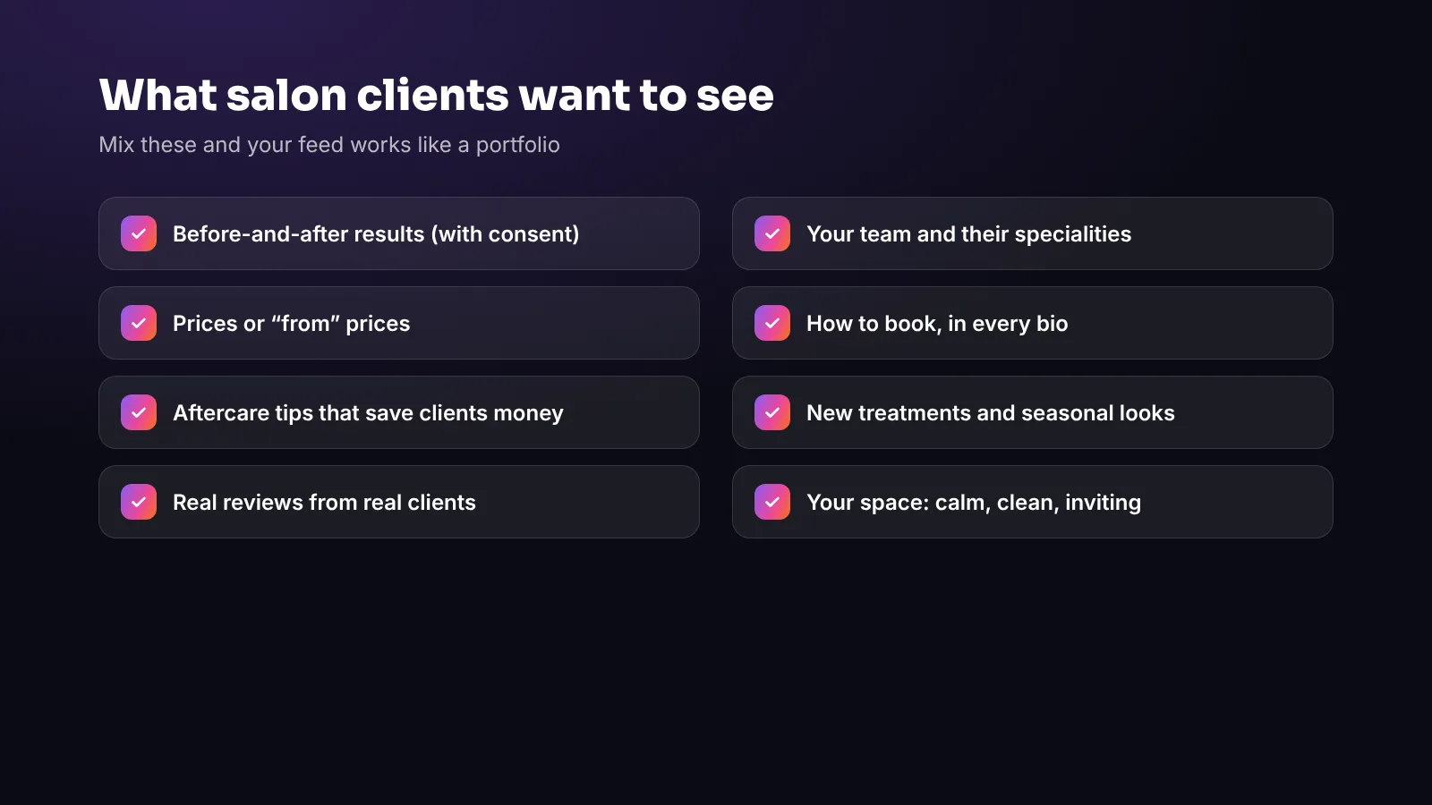 What salon clients want to see