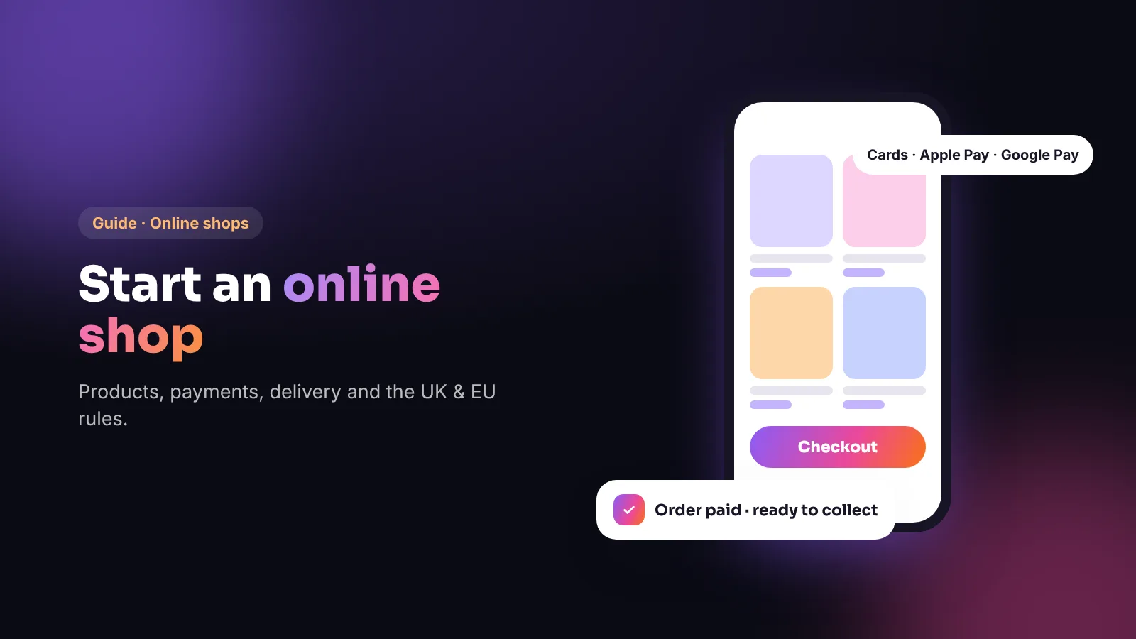 An online shop on a phone with a basket and payment